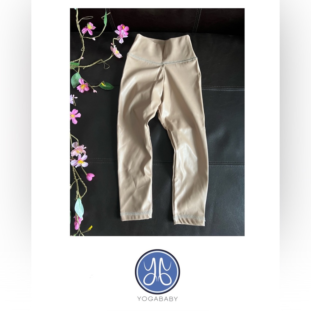 BabyYoga sz 3t Beige Faux Leather Leggings